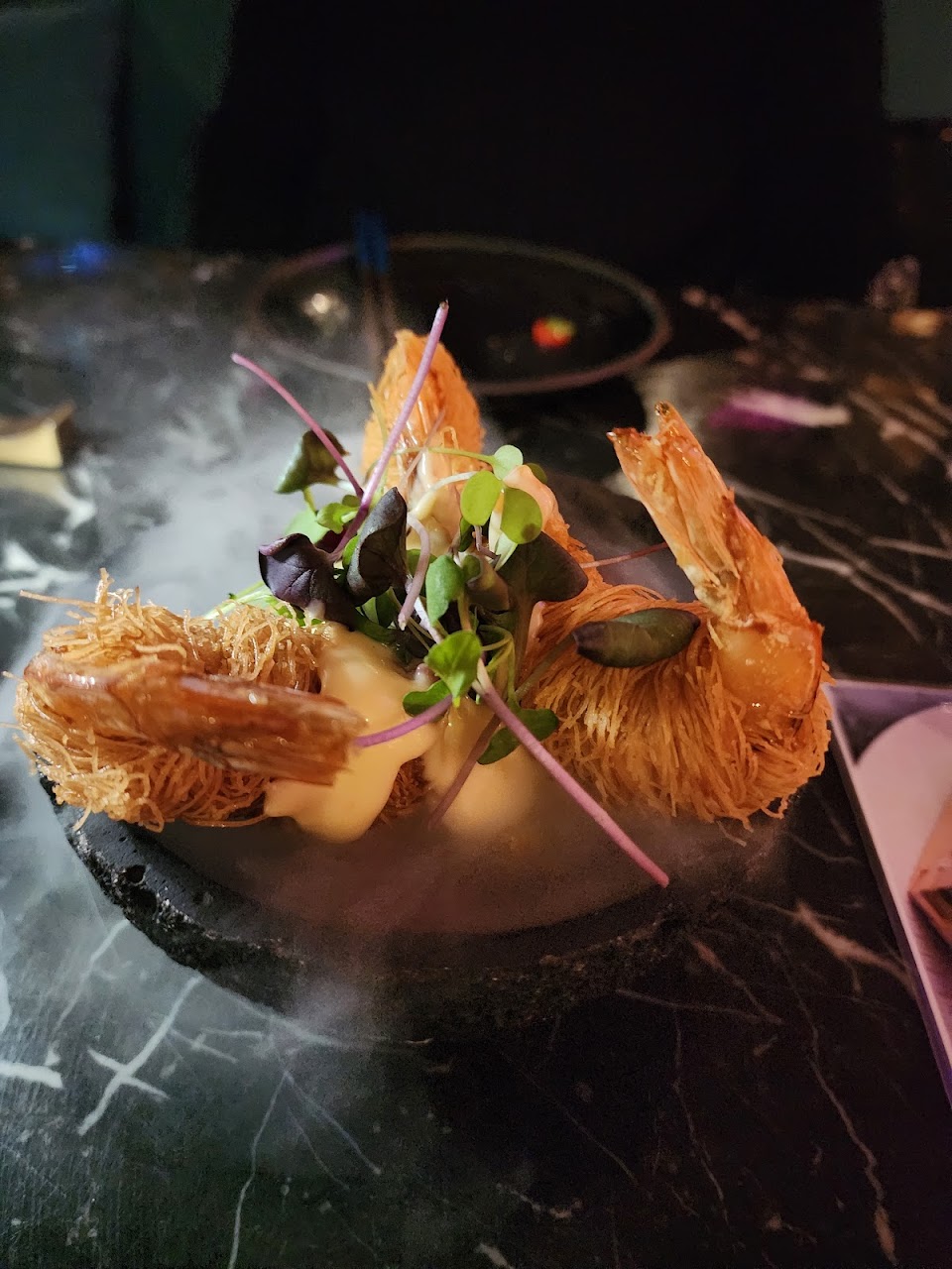 Kataifi wrapped prawns at Luna Lu