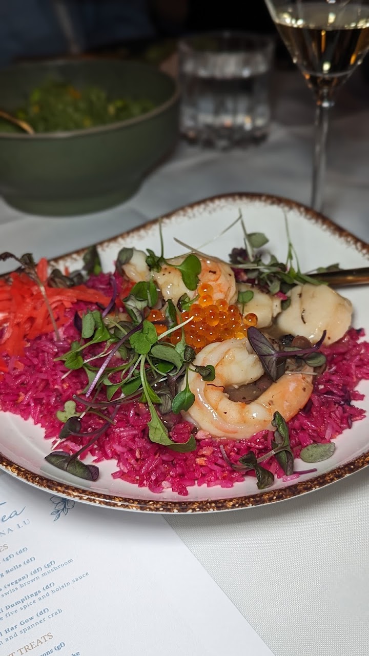 Seafood fried rice with prawns and salmon roe