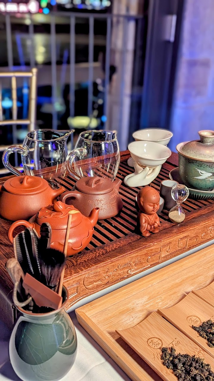 Tea service and interior detail at Luna Lu